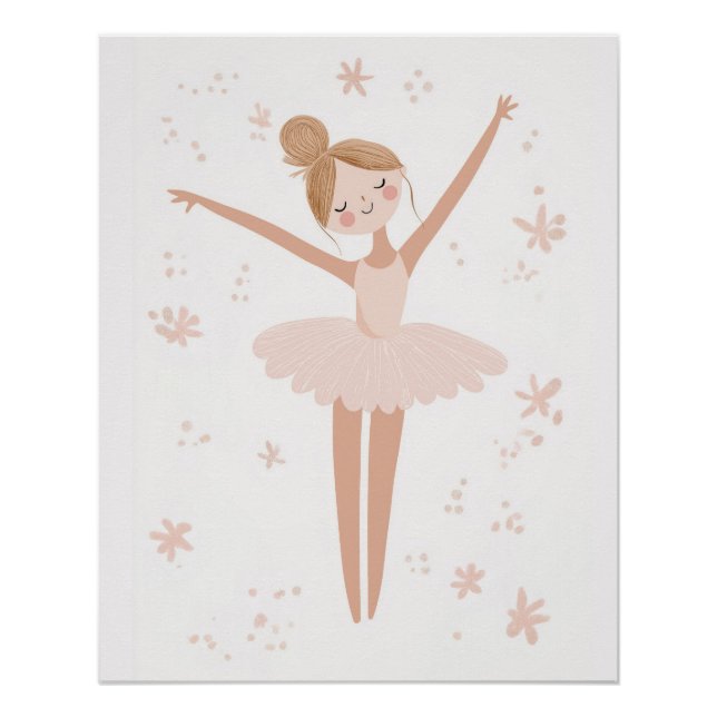 Poster Ballerina pour Filles Playroom ou Nursery (Devant)