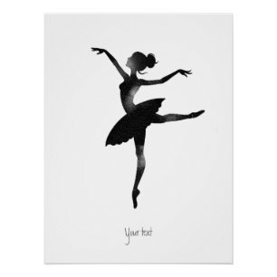 Poster Ballerine aquarelle stylée chic charbon