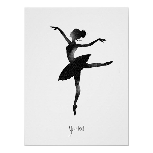 Poster Ballerine aquarelle stylée chic charbon (Devant)