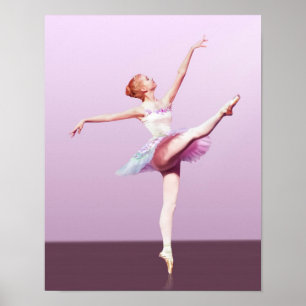 Poster Ballerine en rose et lavande