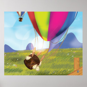 Poster Ballon à air chaud de dessin animé en fuite