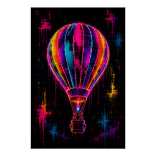 Poster Ballon à Air Chaud Néon