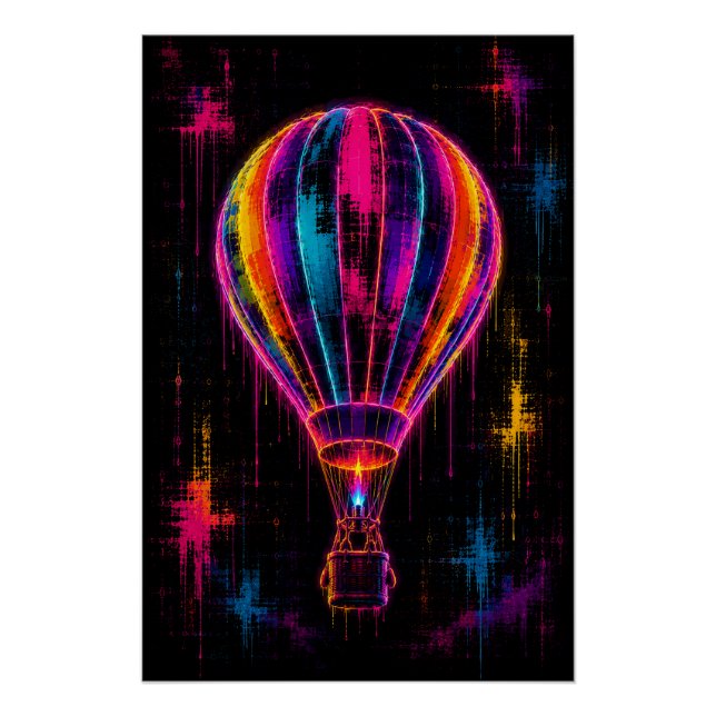 Poster Ballon à Air Chaud Néon (Devant)