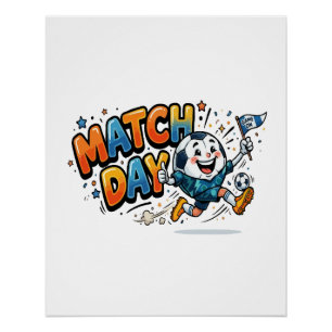 Poster Ballon de Football Amusant pour le Jour de Match