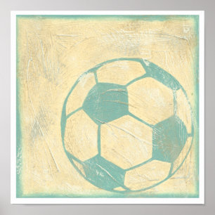 Poster Ballon de football bleu pastel par Chariklia Zarri