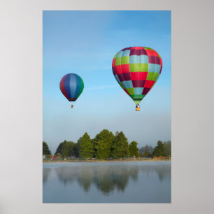 Poster Ballons à air chaud au-dessus d'un lac, Nouvelle-Z