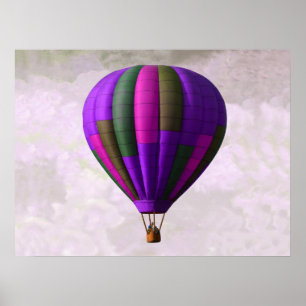 Poster Ballons à air chaud violet et rose