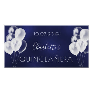 Poster Ballons bleu marine Quinceanera