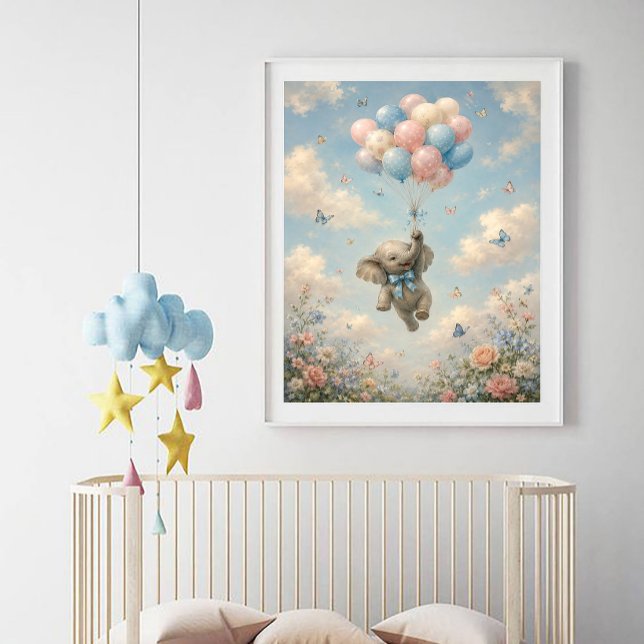 Poster Ballons flottants éléphant bébé (Créateur téléchargé)