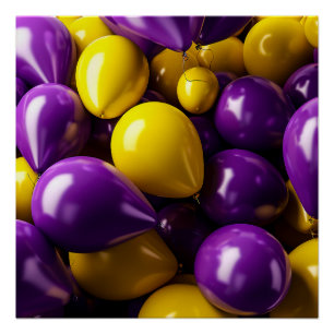 Poster Ballons violets et jaunes