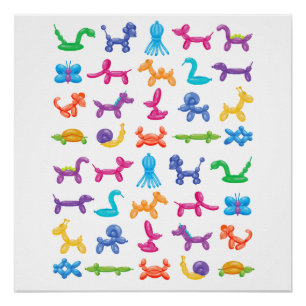 Poster Balloon Animal Color Motif - Enfants & Fête Clown
