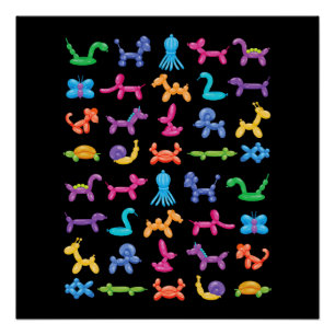 Poster Balloon Animal Color Motif - Enfants & Fête Clown