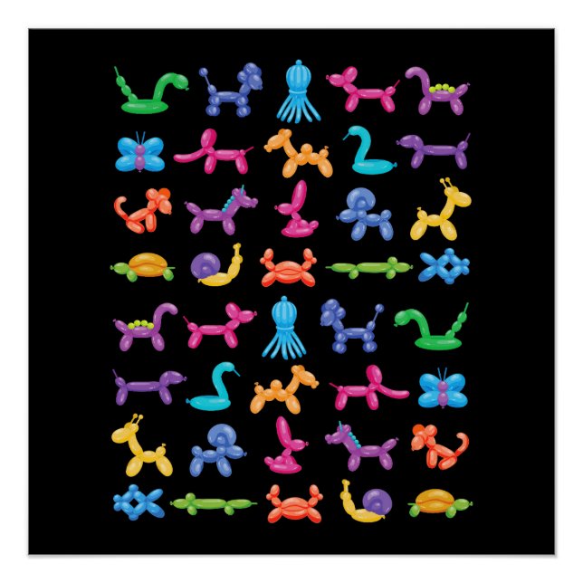 Poster Balloon Animal Color Motif - Enfants & Fête Clown (Devant)