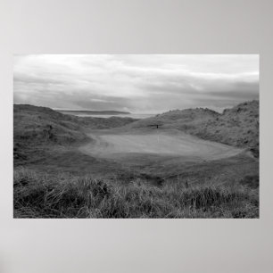 Poster Ballybunion noir et blanc liens golf