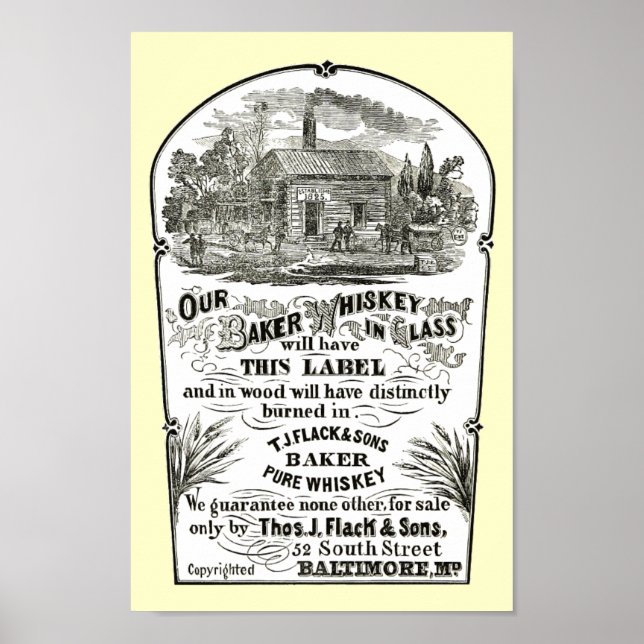 Poster Baltimore Whiskey Vintage 1867 (Devant)