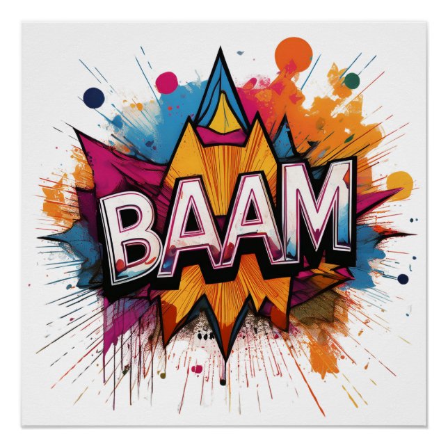 Poster Bam Comic Sound Effet - Gras et Jouer Pop Art (Devant)
