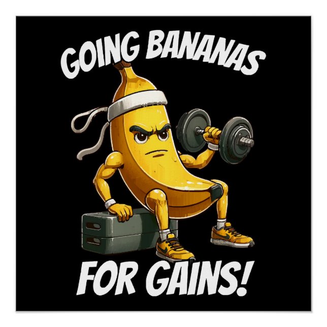 Poster banane faisant de l'exercice (Devant)