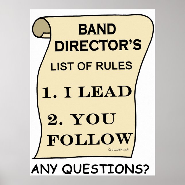 Poster Band Director's List Of Rules (Devant)
