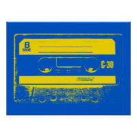 Bande de cassette bleu et jaune rétro