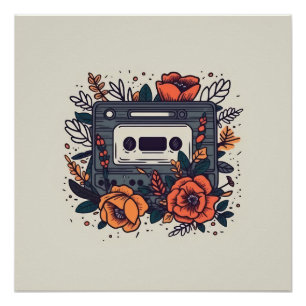 Poster Bande de cassette florale