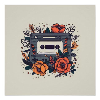 Poster Bande de cassette florale