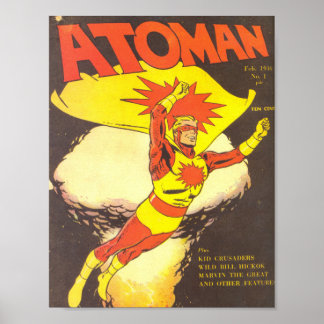 Poster Bande dessinée Atoman vintage