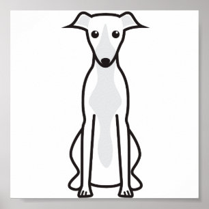 Poster Bande dessinée de chien de whippet