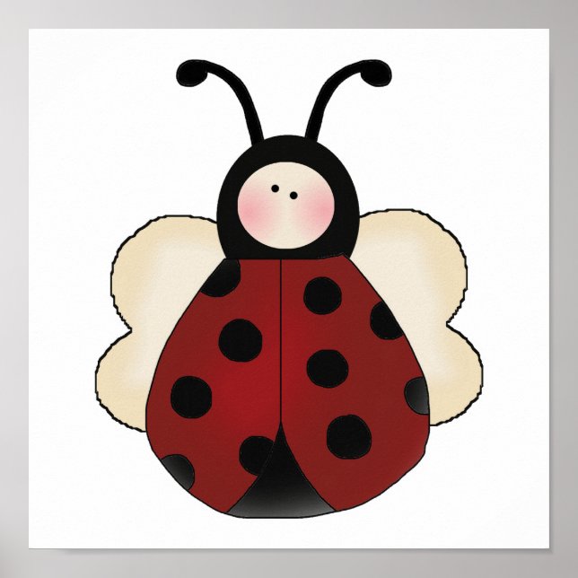 Poster bande dessinée ridicule de coccinelle ronde (Devant)