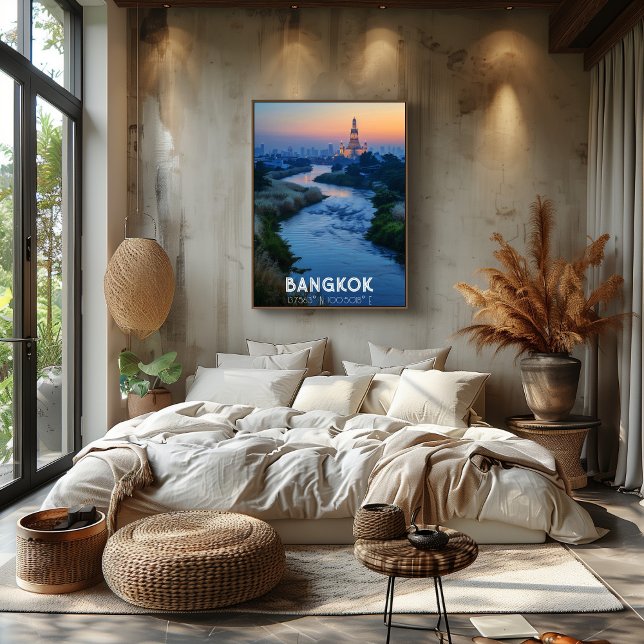 Poster Bangkok: La Ciudad de los Templos - Río y Skyline  (Créateur téléchargé)