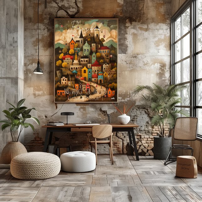 Poster Bangkok: The Venice of the East - Whimsical Art (Créateur téléchargé)