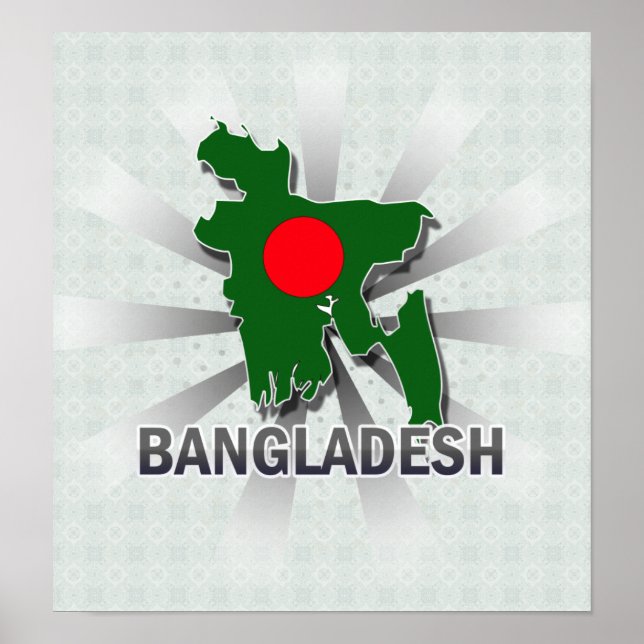 Poster Bangladesh Flag Map 2.0 (Devant)