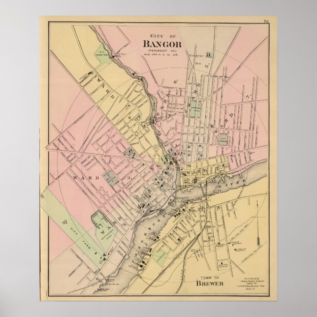 Poster Bangor, Brewer, Maine (Devant)