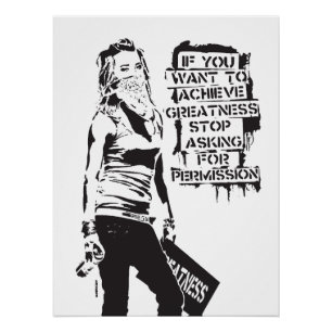 Poster Banksy Si vous voulez atteindre la grandeur noir