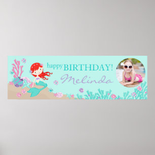 Poster Bannière d'anniversaire Auburn Mermaid