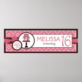 Poster Bannière d'anniversaire de gâteau sucré 16