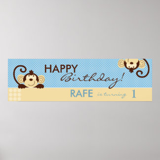 Poster Bannière d'anniversaire de Mod Monkeys