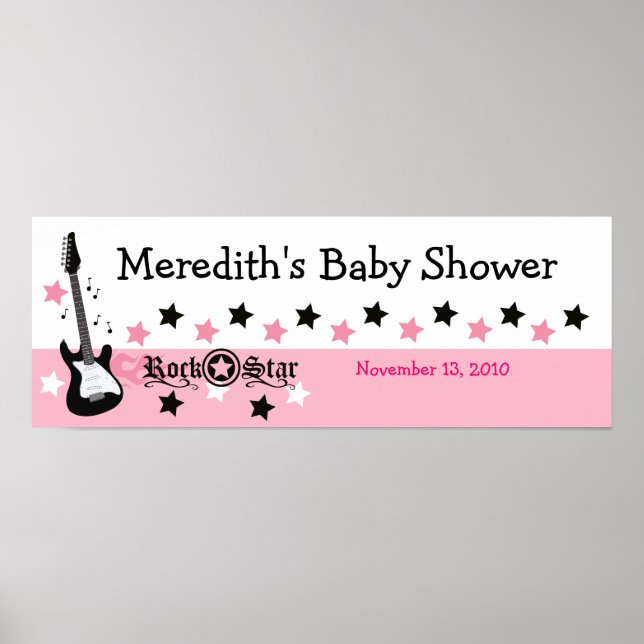 Poster Bannière de Baby shower personnalisée de la guitar (Devant)
