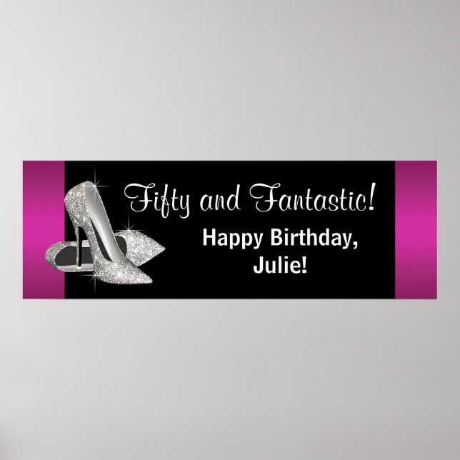 Poster Bannière de fête d'anniversaire avec talons hauts  (Devant)