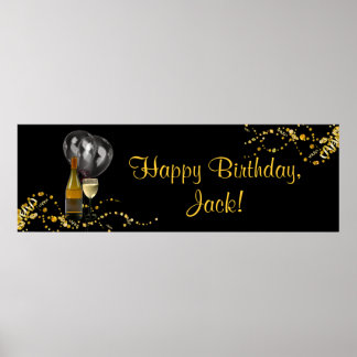 Poster Bannière de fête d'anniversaire en verre de boutei