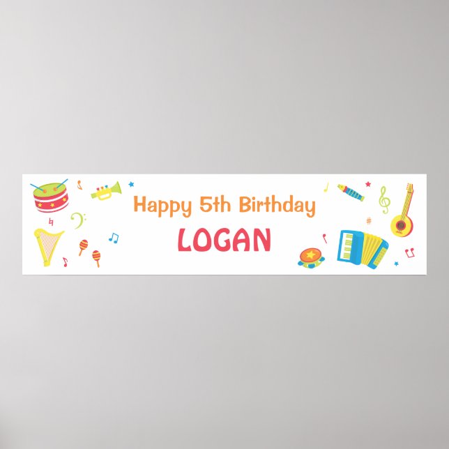 Poster Bannière de fête d'anniversaire pour enfants avec  (Devant)