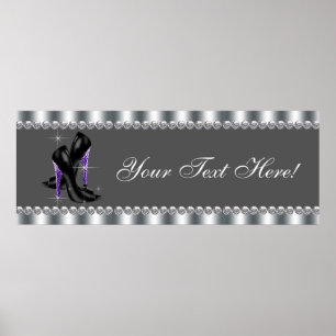 Poster Bannière de fête de chaussure à talon haut léopard