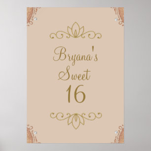 Poster Bannière de fête personnalisée élégante et chic ro