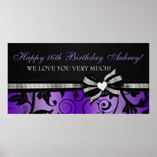 Poster Bannière de Sweet sixteen Floral