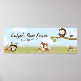 Poster Bannière du Baby shower Forest Friends