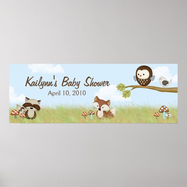 Poster Bannière du Baby shower Forest Friends (Devant)