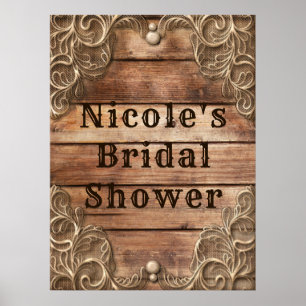 Poster Bannière élégante occidentale vintage en bois à de