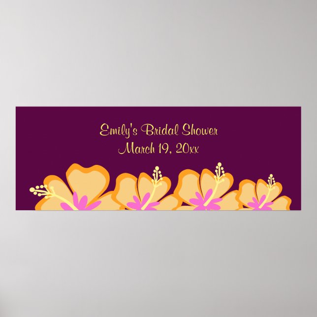 Poster Bannière Personnalisable à fleur d'Hibiscus violet (Devant)