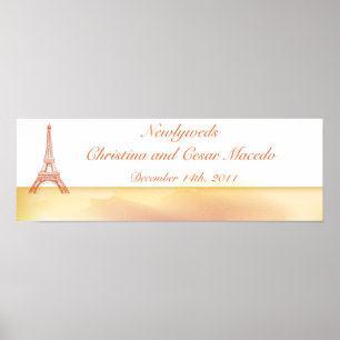 Poster Bannière personnalisée Paris Peach 22,5 pouces x 7