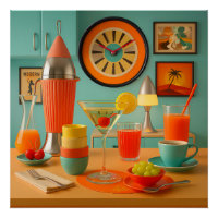 Bar à petit déjeuner rétro futuriste atomique Mart