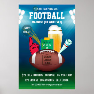 Poster Bar Football Événement Promotion ajouter le logo